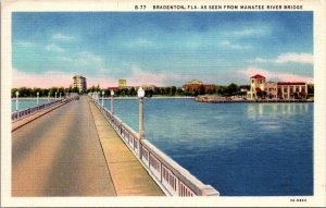 Vintage Florida Postcard - Bradenton - As Seen From Manatee River Bridge