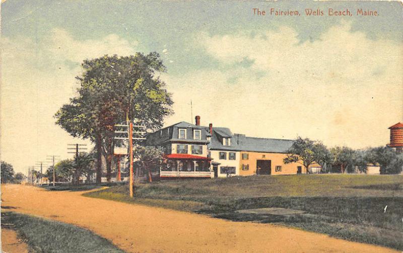 Wells Beach ME The Fairview Dirt Street View Postcard