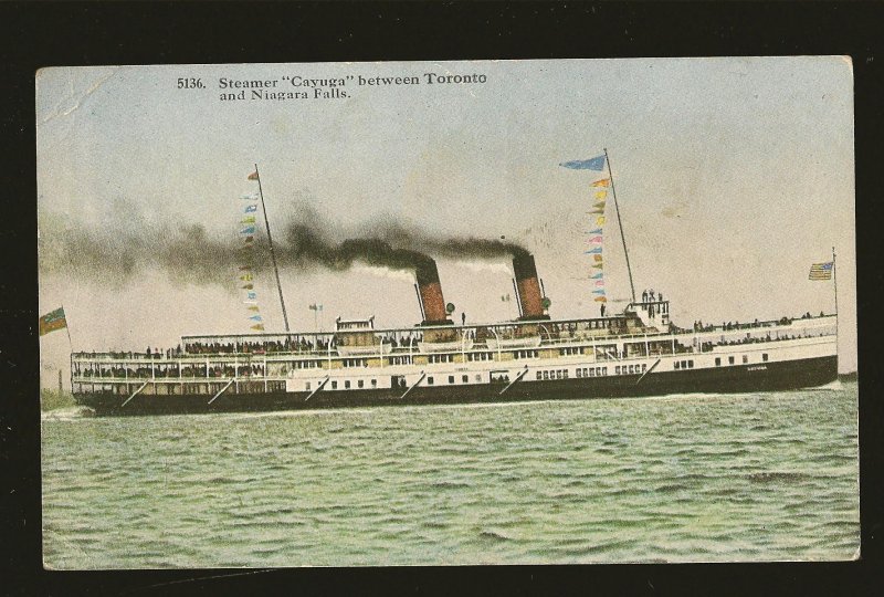 Steamer Cayuga Between Toronto & Niagara Falls Color Postcard Unposted