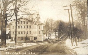 Peabody MA Cancel Old Lock Shop & Road c1910 Real Photo Postcard