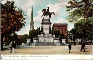 Tucks 2081 Washington Monument in Capitol Square, Richmond VA Vtg Postcard O42