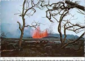 Postcard HI Hawaii Volcano National Park - eruption 