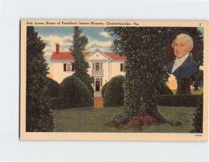 Postcard Ash Lawn, Home of President James Monroe, Charlottesville, Virginia