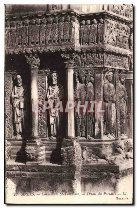 Postcard Ancient Arles Trophime Cathedrale St detail Portal