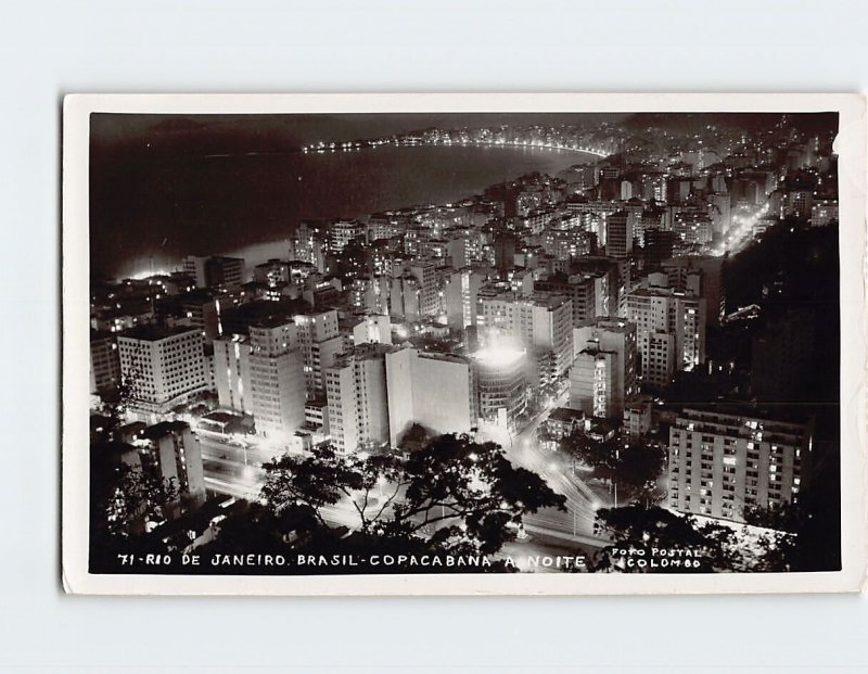 Postcard Copacabana A Noite, Rio de Janeiro, Brazil