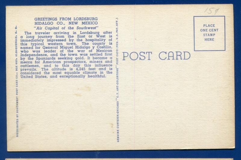 Lordsburg New Mexico nm large letters letter linen postcard