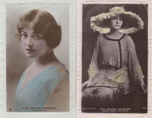 Pauline Frederick 2x Real Photo Actress Beagles Valentines Postcard s