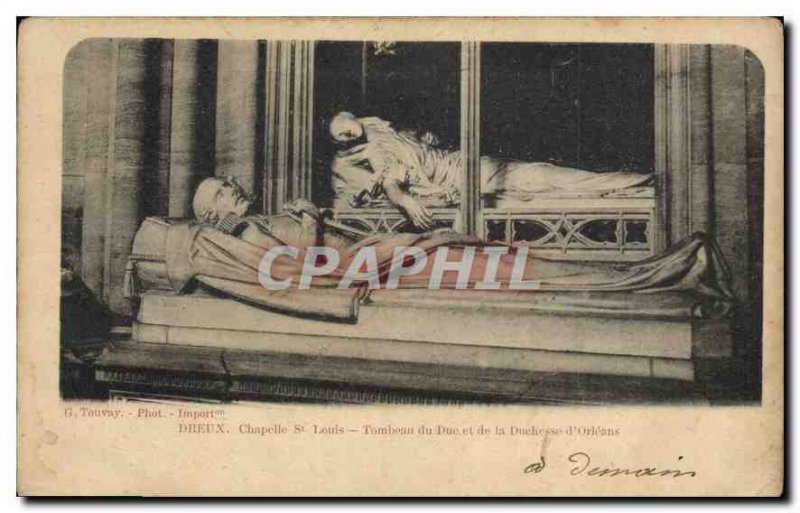 Old Postcard Dreux Chapelle St Louis Tomb of the Duke and Duchess of Orleans