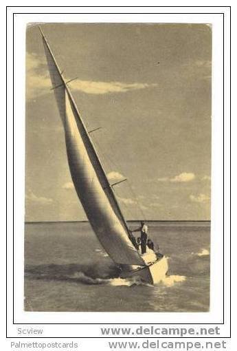 BALATONROL, Hungary, PU 1920-40s, Sailboat leaning closeup