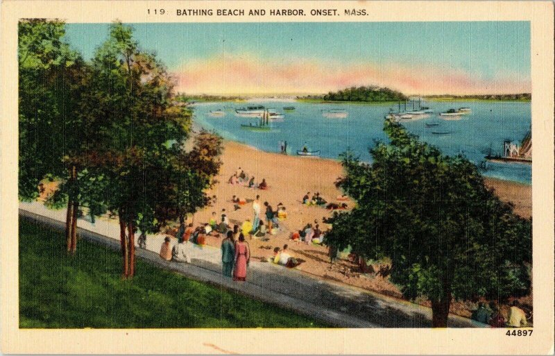 Bathing Beach Harbor Onset Mass News Co Vintage Postcard Divided Back Unposted 