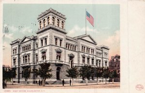 CHARLESTON SOUTH CAROLINA~POST OFFICE-AMERICAN FLAG~1908 POSTCARD