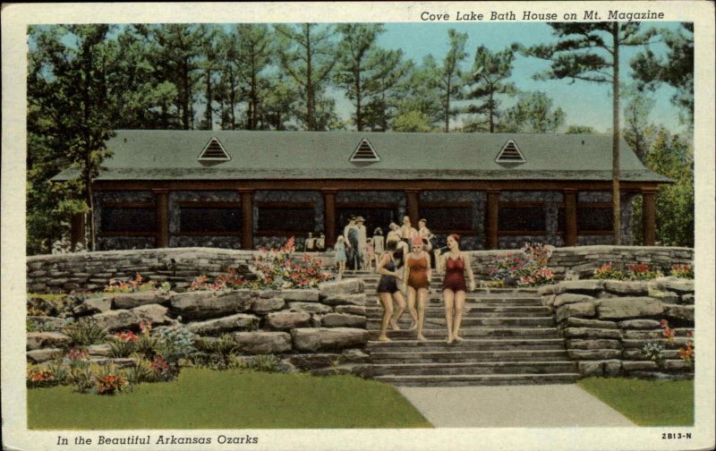 Arkansas Ozarks AR Cove Lake Bath House Mt. Magazine Vintage Postcard