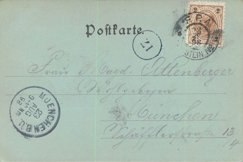 Italy Brixen moonlight litho postcard 1898