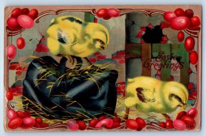 1910 Easter Greetings Little Chicks Eggs Carey Ohio OH Posted Antique Postcard