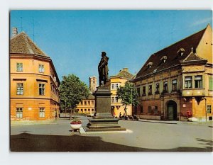 Postcard Statue of Kisfaludy, Republic, Square, Győr, Hungary