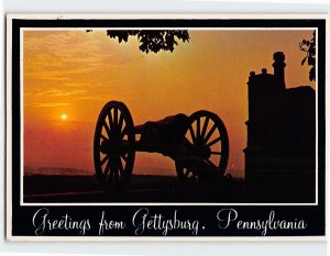 Postcard Sunset at Little Round Top Greetings from Gettysburg Pennsylvania USA