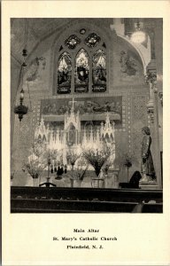 Vtg St Mary's Catholic Church Main Alter Plainfield New Jersey NJ Postcard