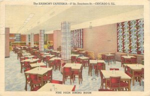 Postcard 1950s Illinois Chicago 3 Harmony Cafeterias Interior Teich IL24-4324