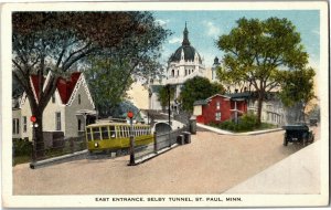 East Entrance to Selby Tunnel Streetcard St. Paul MN c1916 Vintage Postcard E71