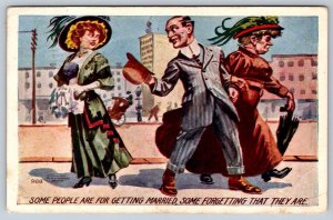 Some Are For Getting Married, Some Forgetting That They Are, 1910 Comic Postcard