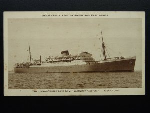 Union Castle Line M.V. WARWICK CASTLE c1930s Postcard