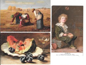 Art postcards (Three) 2 unposted one posted c1910-20 #044