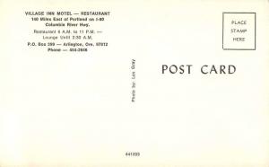 Arlington Oregon Village Inn Motel Restaurant Vintage Postcard J62065