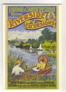 ad3041 -  LNER - Riverside Excursions, Couple in Boat on River  - Postcard