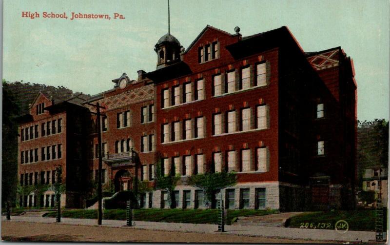 Johnstown Pennsylvania~High School~Young Trees in Cages~1908 Postcard 