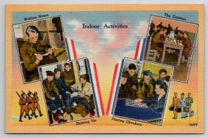 WWII US Army Indoor Activities Postcard K21