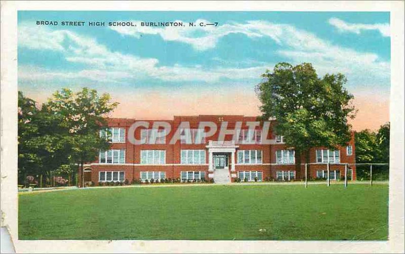 Postcard Old Burlington Broad Street High School