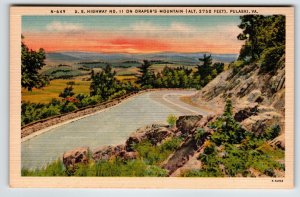 US Highway 11 Draper's Mountain Pulaski Virginia Postcard Linen Unused Vintage