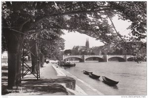 RP:BASEL , SWitzerland , 1952 : Spazierweg am Rhein