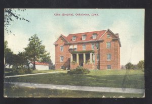 OSKALOOSA IOWA CITY HOSPITAL BUILDING IA. VINTAGE POSTCARD 1910