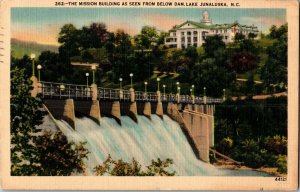 Mission As Seen from Below Dam, Lake Junaluska NC c1940 Vintage Postcard H68