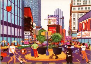 Times Square New York City NY c1985 Cristina Borondo Art Artwork Postcard D52