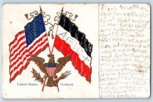 Flags Postcard United States And Germany Embossed West Concord Minnesota MN 1908