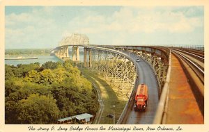 This Huey P  long bridge across the Mississippi River New Orleans, LA, USA Bu...