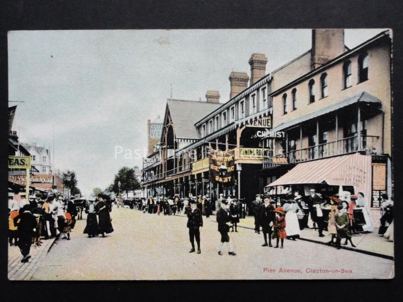 Essex: Clacton on Sea PIER AVENUE Ex Animated St. Scene c1910 by H.H.Clark & Co