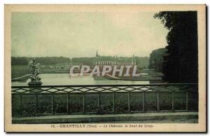 Old Postcard Chantilly castle jumping wolf