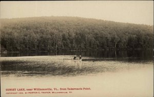 Williamsville Vermont VT Sunset Lake Boating Real Photo RPPC Vintage Postcard