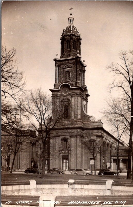 Real Photo Postcard St. Johns Cathedral in Milwaukee, Wisconsin