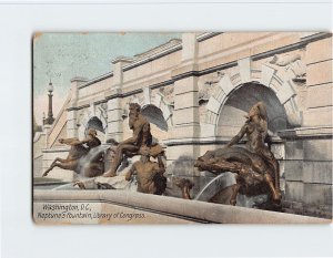 Postcard Neptune's Fountain, Library of Congress, Washington, D. C.