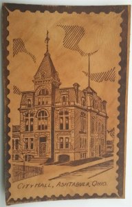 Leather Postcard OH Ashtabula City Hall Building 1905 L15