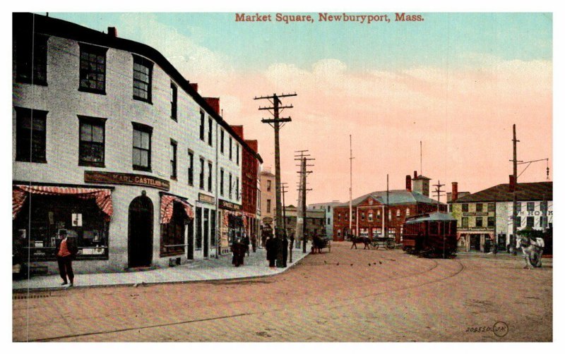 Massachusetts Newburyport ,  Market street , Trolley 