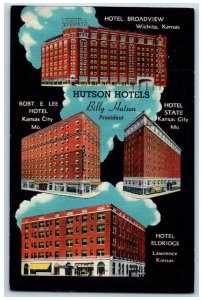 Wichita Kansas KS Postcard Hutson Hotels President Billy Hutson 1954 Vintage