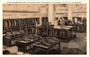 Men's Clothing Shop, Schuster's Department Store Milwaukee WI Vtg Postcard M34