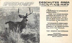 Vintage Postcard Speed-o-Map Deschutes Area Deer Hunting Map 1954 Bend-Chemult