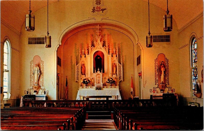 Interior of St Ignatius Chapel, Fort Leavenworth KS Vintage Postcard T62