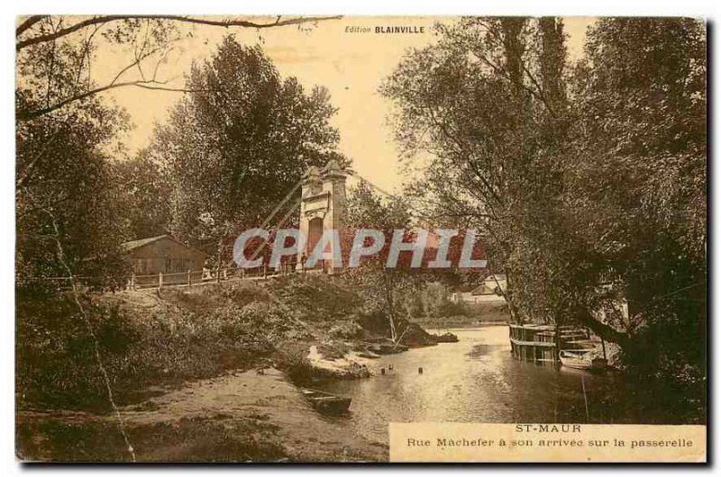 Postcard Old St Maur Street Mud on his arrival on the bridge